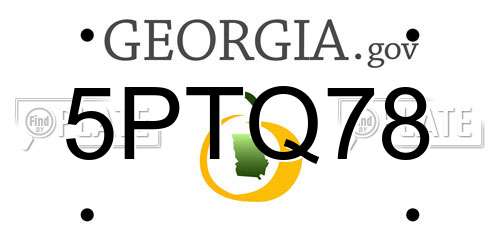 5PTQ78 Georgia License Plate