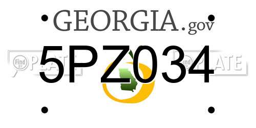 5PZ034 Georgia License Plate
