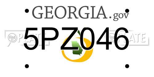 5PZ046 Georgia License Plate