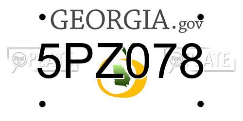 5PZ078 Georgia License Plate