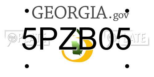 5PZB05 Georgia License Plate