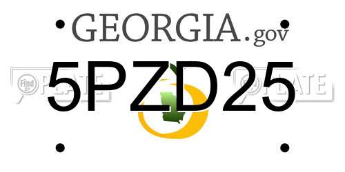 5PZD25 Georgia License Plate