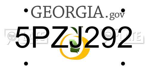 5PZJ292 Georgia License Plate