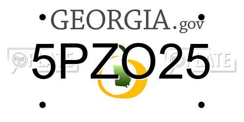 5PZO25 Georgia License Plate