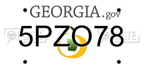 5PZO78 Georgia License Plate