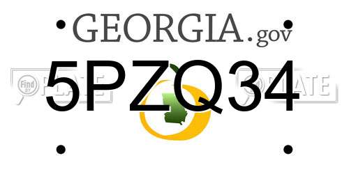 5PZQ34 Georgia License Plate