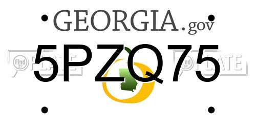 5PZQ75 Georgia License Plate