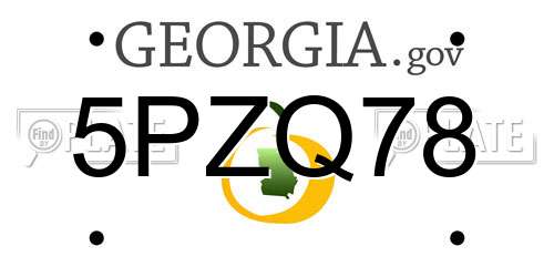 5PZQ78 Georgia License Plate