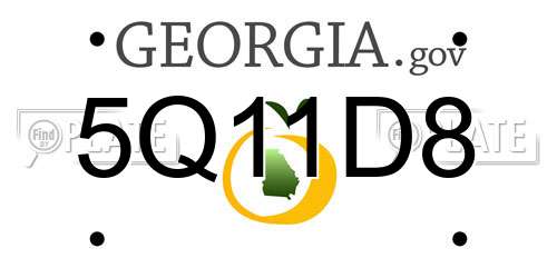 5Q11D8 Georgia License Plate