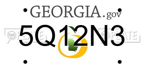 5Q12N3 Georgia License Plate