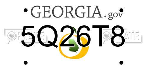 5Q26T8 Georgia License Plate