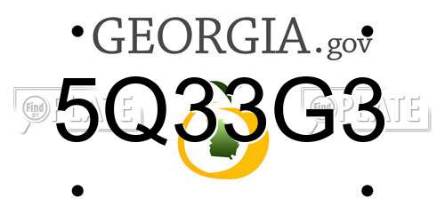 5Q33G3 Georgia License Plate