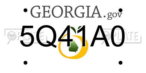 5Q41A0 Georgia License Plate