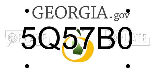 5Q57B0 Georgia License Plate