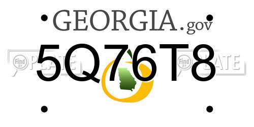 5Q76T8 Georgia License Plate