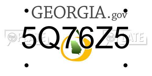 5Q76Z5 Georgia License Plate