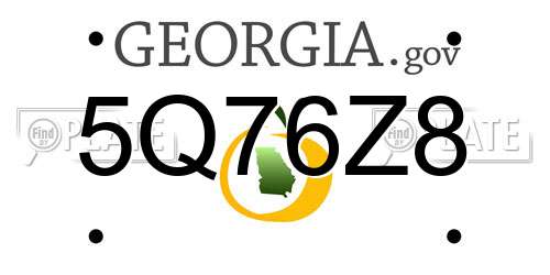 5Q76Z8 Georgia License Plate