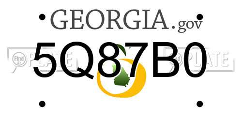5Q87B0 Georgia License Plate