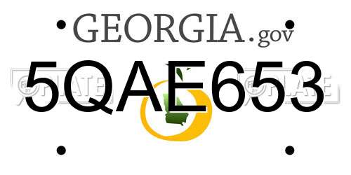 5QAE653 Georgia License Plate