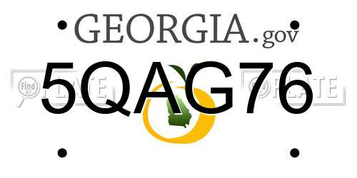 5QAG76 Georgia License Plate