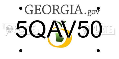 5QAV50 Georgia License Plate