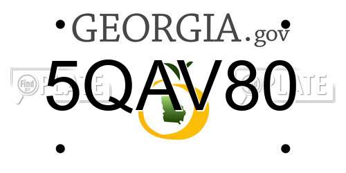 5QAV80 Georgia License Plate