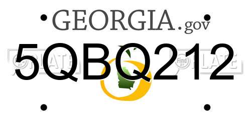 5QBQ212 Georgia License Plate