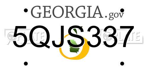 5QJS337 Georgia License Plate