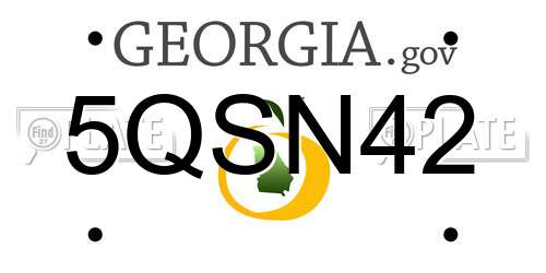 5QSN42 Georgia License Plate