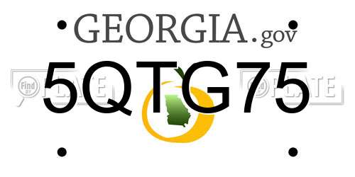 5QTG75 Georgia License Plate