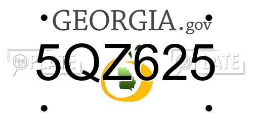 5QZ625 Georgia License Plate