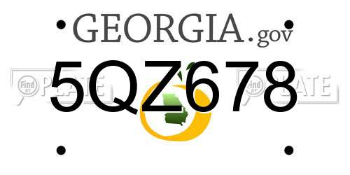 5QZ678 Georgia License Plate