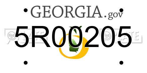 5R00205 Georgia License Plate