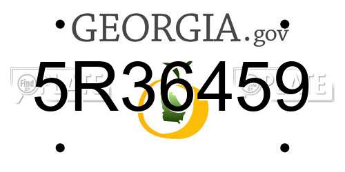 5R36459 Georgia License Plate