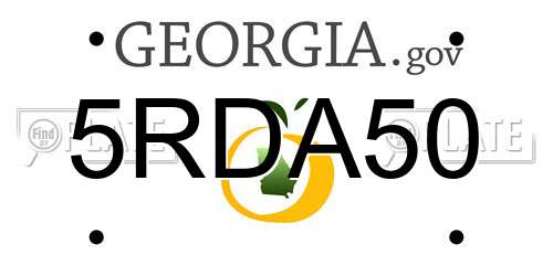 5RDA50 Georgia License Plate
