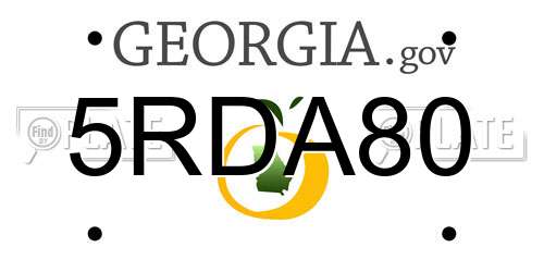 5RDA80 Georgia License Plate