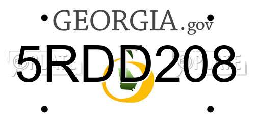 5RDD208 Georgia License Plate