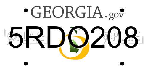 5RDO208 Georgia License Plate