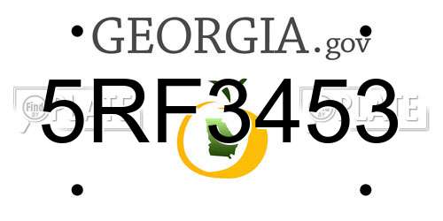 5RF3453 Georgia License Plate