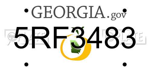 5RF3483 Georgia License Plate