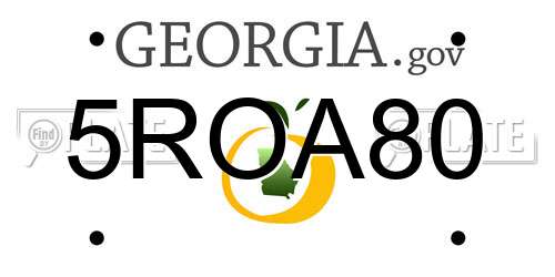 5ROA80 Georgia License Plate