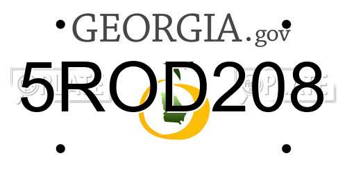 5ROD208 Georgia License Plate