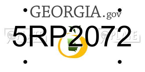 5RP2072 Georgia License Plate