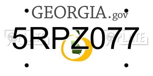 5RPZ077 Georgia License Plate
