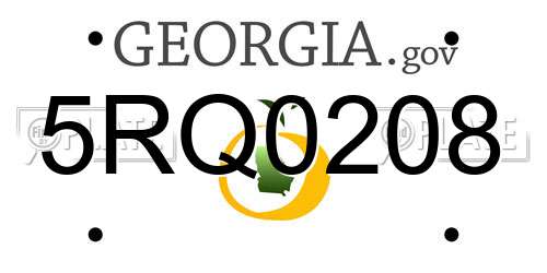 5RQ0208 Georgia License Plate