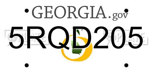5RQD205 Georgia License Plate