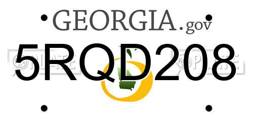 5RQD208 Georgia License Plate