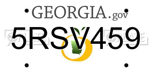 5RSV459 Georgia License Plate