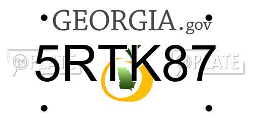 5RTK87 Georgia License Plate