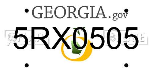 5RX0505 Georgia License Plate